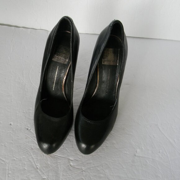 DOLCE VITA BLACK LEATHER HIGH HEELS CLASSIC OFFICE SZ 7 - Picture 2 of 5